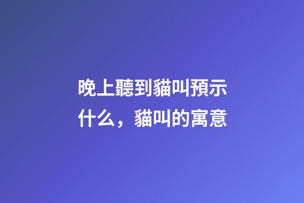 晚上聽到貓叫預示什么，貓叫的寓意