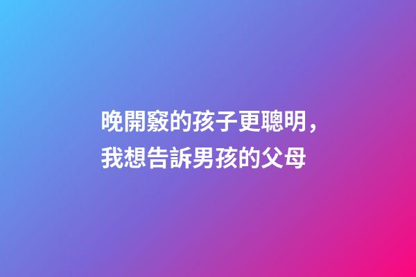 晚開竅的孩子更聰明，我想告訴男孩的父母-第1張-觀點-玄機派
