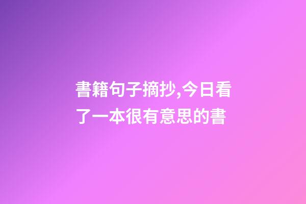 書籍句子摘抄,今日看了一本很有意思的書-第1張-觀點(diǎn)-玄機(jī)派