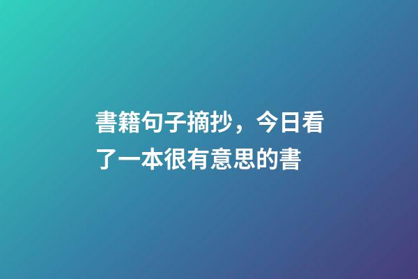 書籍句子摘抄，今日看了一本很有意思的書-第1張-觀點(diǎn)-玄機(jī)派
