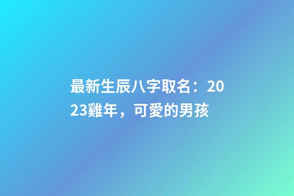 最新生辰八字取名：2023雞年，可愛的男孩
