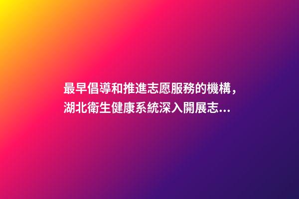 最早倡導和推進志愿服務的機構，湖北衛生健康系統深入開展志愿服務活動-第1張-觀點-玄機派