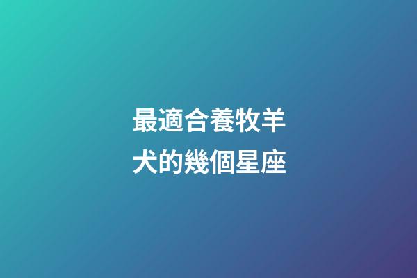 最適合養牧羊犬的幾個星座-第1張-星座運勢-玄機派