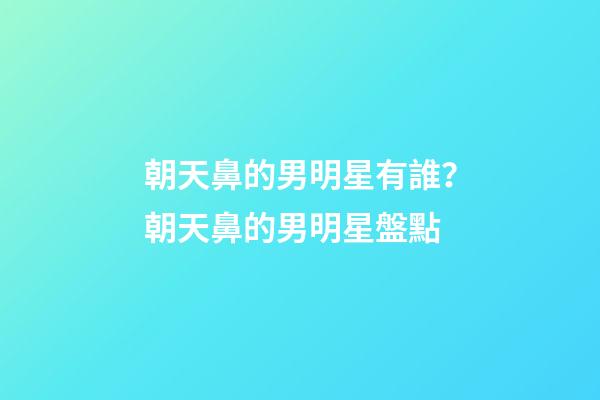 朝天鼻的男明星有誰？朝天鼻的男明星盤點