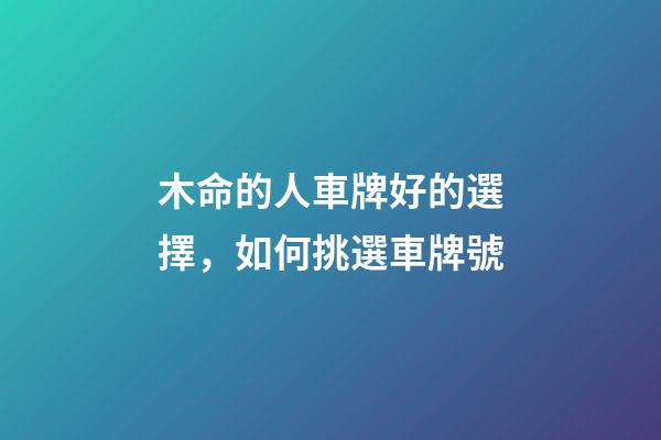 木命的人車牌好的選擇，如何挑選車牌號
