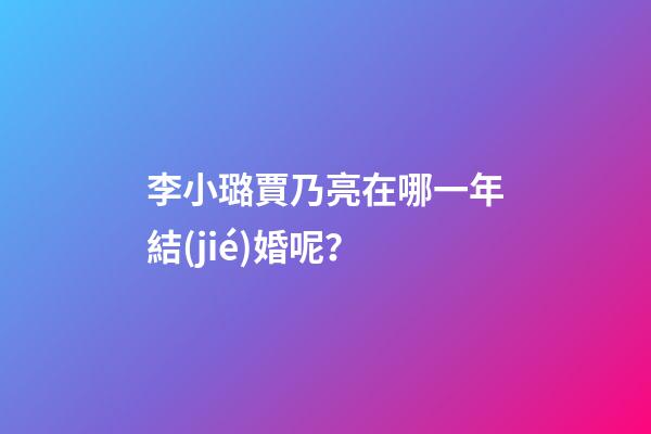 李小璐賈乃亮在哪一年結(jié)婚呢？