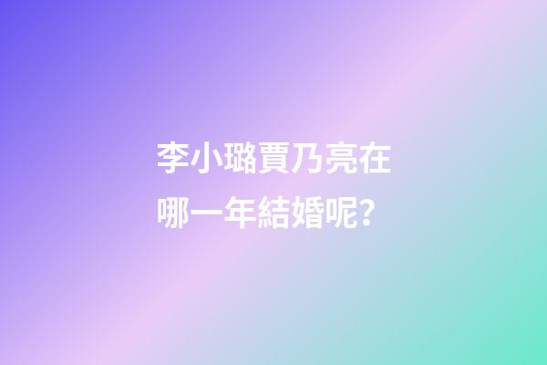 李小璐賈乃亮在哪一年結婚呢？