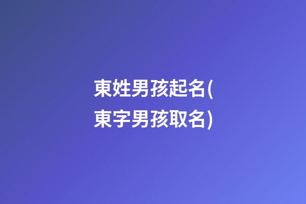 東姓男孩起名(東字男孩取名)