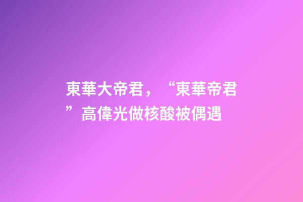 東華大帝君，“東華帝君”高偉光做核酸被偶遇-第1張-觀點-玄機派