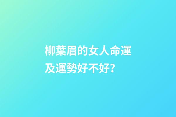 柳葉眉的女人命運及運勢好不好？
