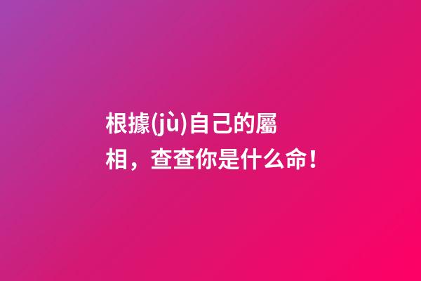 根據(jù)自己的屬相，查查你是什么命！