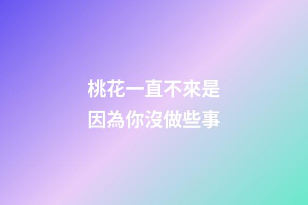 桃花一直不來是因為你沒做些事
