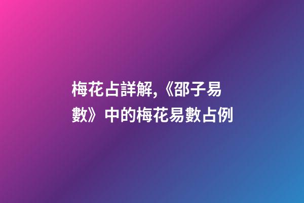 梅花占詳解,《邵子易數》中的梅花易數占例-第1張-觀點-玄機派