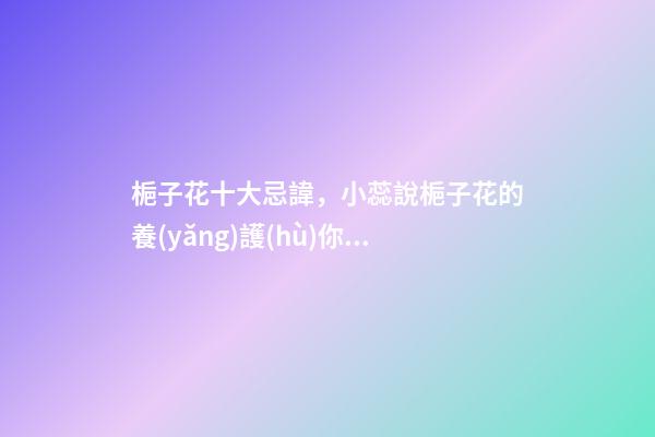 梔子花十大忌諱，小蕊說梔子花的養(yǎng)護(hù)你了解多少-第1張-觀點-玄機派