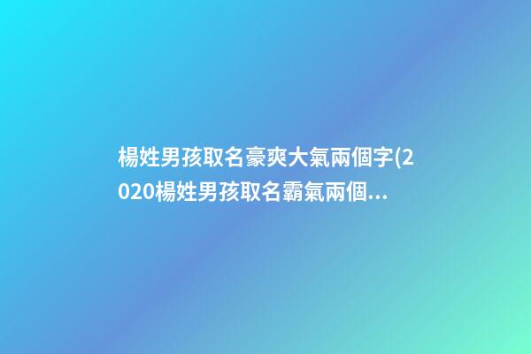 楊姓男孩取名豪爽大氣兩個字(2020楊姓男孩取名霸氣兩個字)