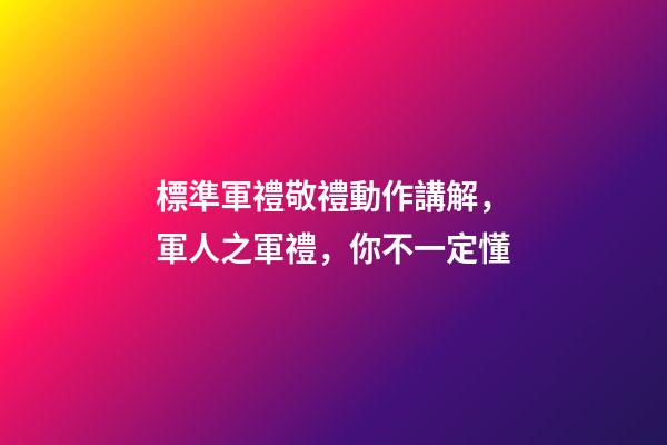 標準軍禮敬禮動作講解，軍人之軍禮，你不一定懂-第1張-觀點-玄機派