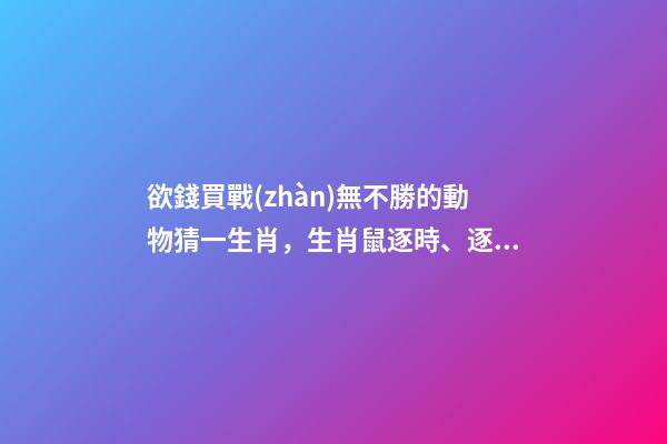 欲錢買戰(zhàn)無不勝的動物猜一生肖，生肖鼠逐時、逐日、逐年運勢