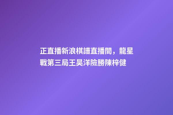 正直播新浪棋譜直播間，龍星戰第三局王昊洋險勝陳梓健-第1張-觀點-玄機派