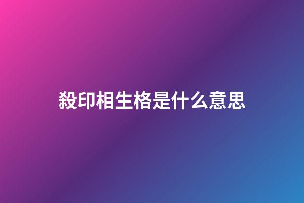 殺印相生格是什么意思