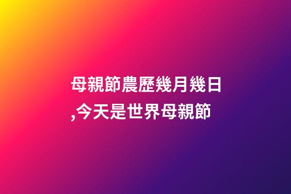 母親節農歷幾月幾日,今天是世界母親節-第1張-觀點-玄機派