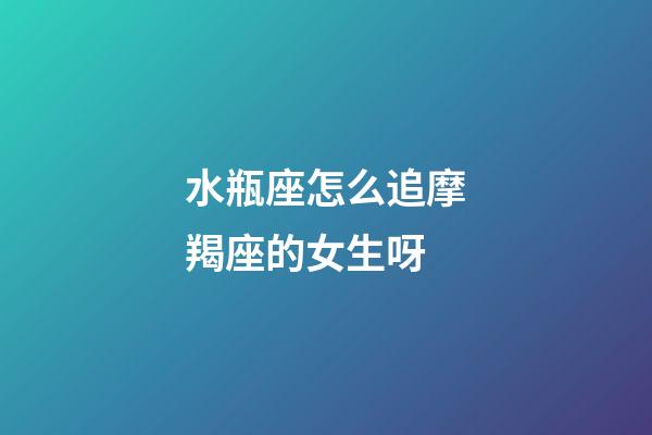 水瓶座怎么追摩羯座的女生呀-第1張-星座運勢-玄機派