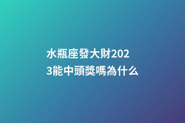 水瓶座發大財2023能中頭獎嗎為什么-第1張-星座運勢-玄機派