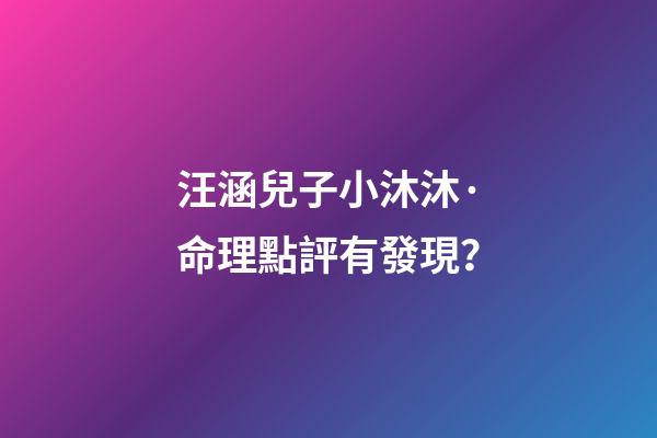 汪涵兒子小沐沐·命理點評有發現？