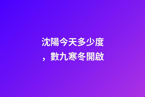 沈陽今天多少度，數九寒冬開啟-第1張-觀點-玄機派