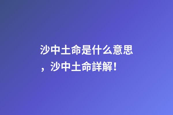 沙中土命是什么意思，沙中土命詳解！