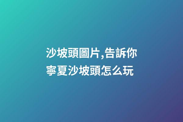 沙坡頭圖片,告訴你寧夏沙坡頭怎么玩-第1張-觀點-玄機派