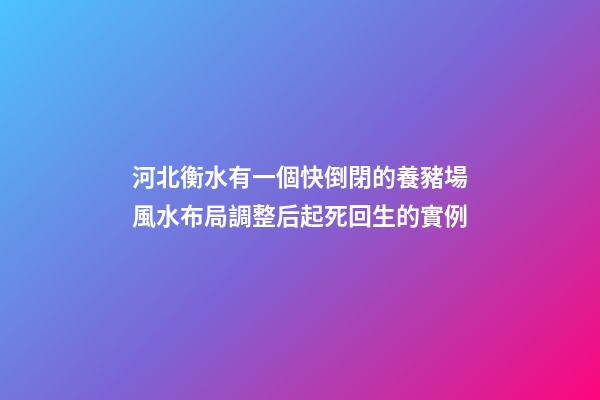 河北衡水有一個快倒閉的養豬場風水布局調整后起死回生的實例