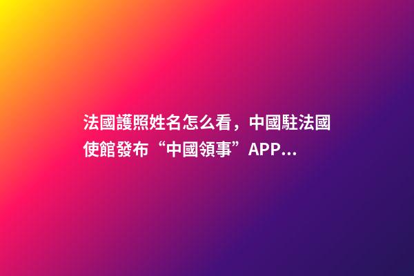 法國護照姓名怎么看，中國駐法國使館發布“中國領事”APP使用指南及常見問題解答-第1張-觀點-玄機派