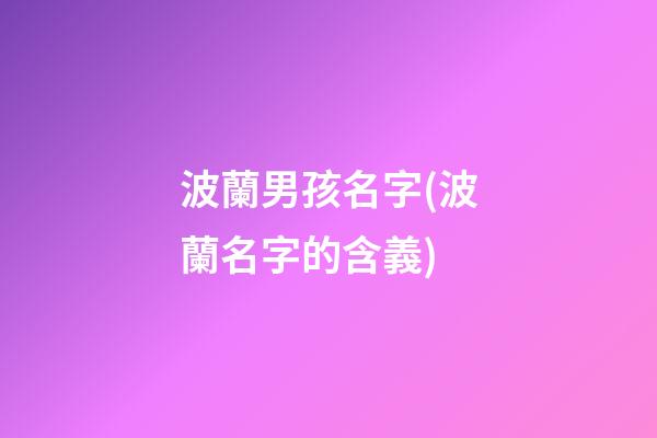 波蘭男孩名字(波蘭名字的含義)