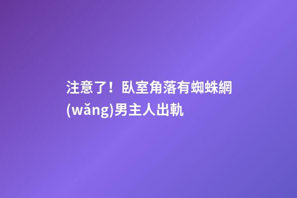 注意了！臥室角落有蜘蛛網(wǎng)男主人出軌