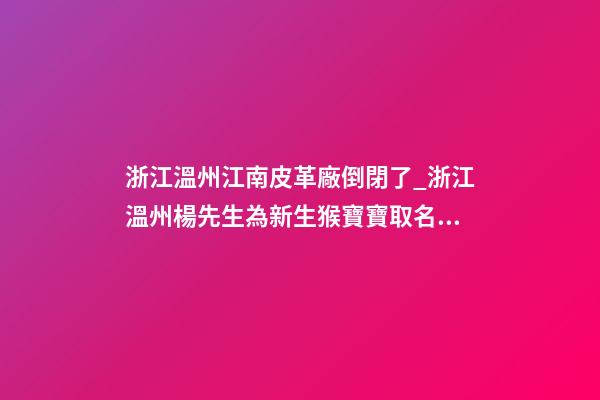 浙江溫州江南皮革廠倒閉了_浙江溫州楊先生為新生猴寶寶取名財富型套餐-第1張-公司起名-玄機派