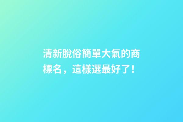 清新脫俗簡單大氣的商標名，這樣選最好了！-第1張-商標起名-玄機派