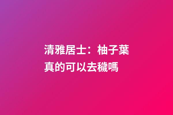 清雅居士：柚子葉真的可以去穢嗎