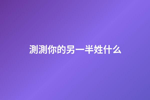 測測你的另一半姓什么