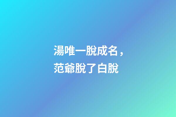湯唯一脫成名，范爺脫了白脫
