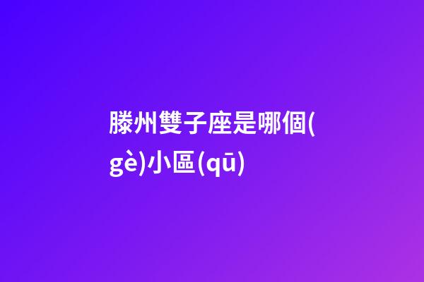 滕州雙子座是哪個(gè)小區(qū)