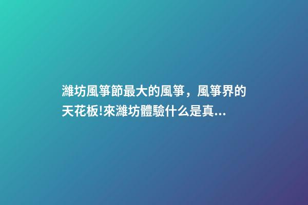 濰坊風箏節最大的風箏，風箏界的天花板!來濰坊體驗什么是真正的放風箏-第1張-觀點-玄機派