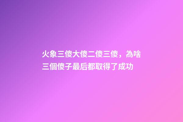 火象三傻大傻二傻三傻，為啥三個傻子最后都取得了成功-第1張-觀點-玄機派