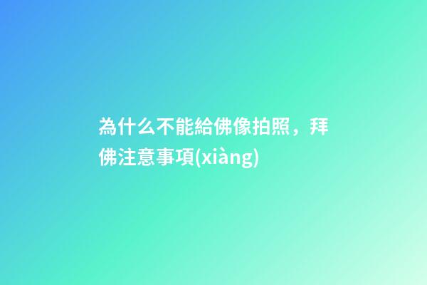 為什么不能給佛像拍照，拜佛注意事項(xiàng)