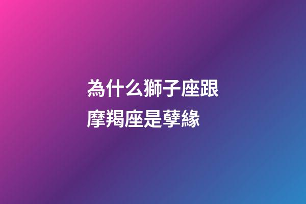 為什么獅子座跟摩羯座是孽緣-第1張-星座運勢-玄機派