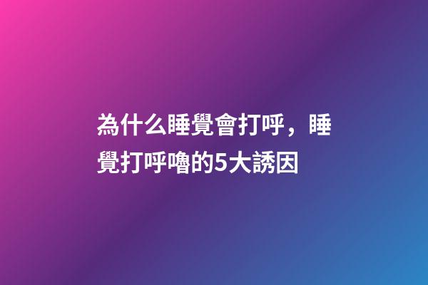 為什么睡覺會打呼，睡覺打呼嚕的5大誘因-第1張-觀點-玄機派