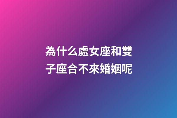 為什么處女座和雙子座合不來婚姻呢-第1張-星座運(yùn)勢(shì)-玄機(jī)派