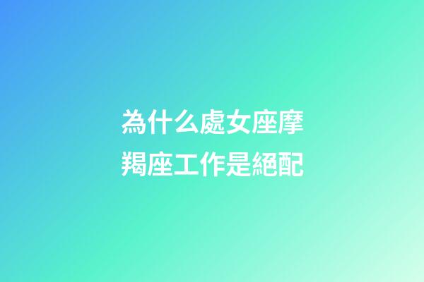 為什么處女座摩羯座工作是絕配-第1張-星座運勢-玄機派
