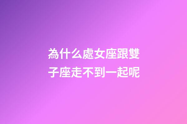 為什么處女座跟雙子座走不到一起呢-第1張-星座運勢-玄機派