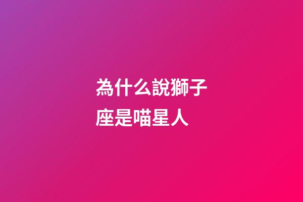 為什么說獅子座是喵星人-第1張-星座運勢-玄機派