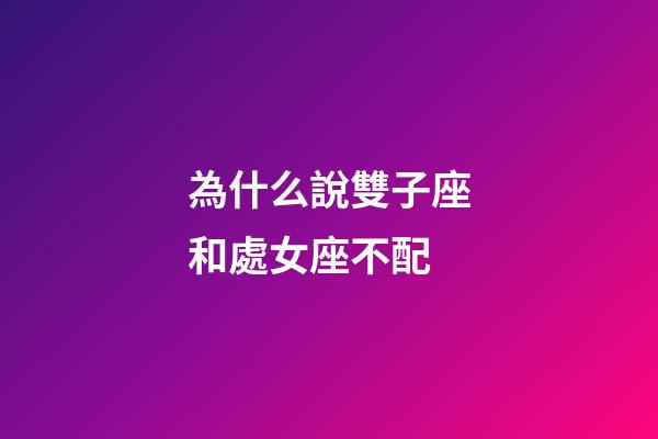 為什么說雙子座和處女座不配-第1張-星座運勢-玄機派